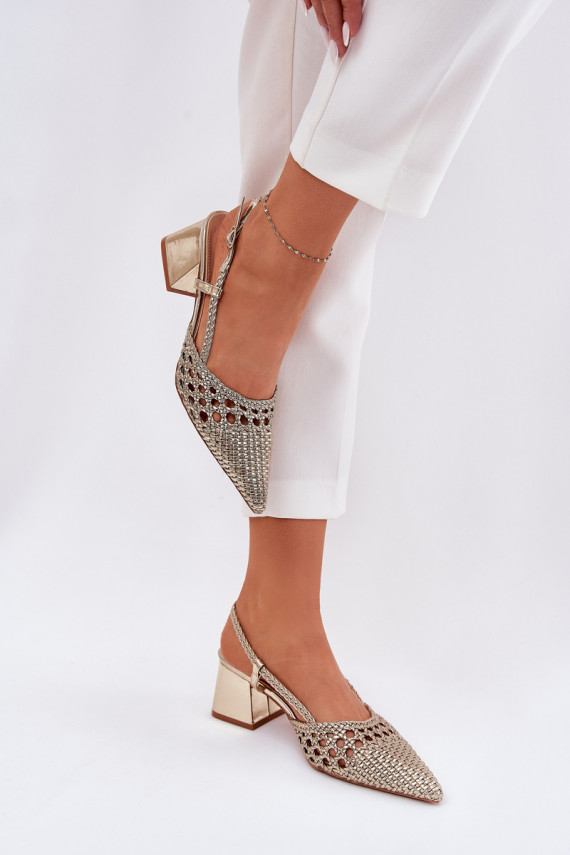 basutės su kulniukais Su Braid I Szpiczastymi Noskami aukso spalvos Resterri