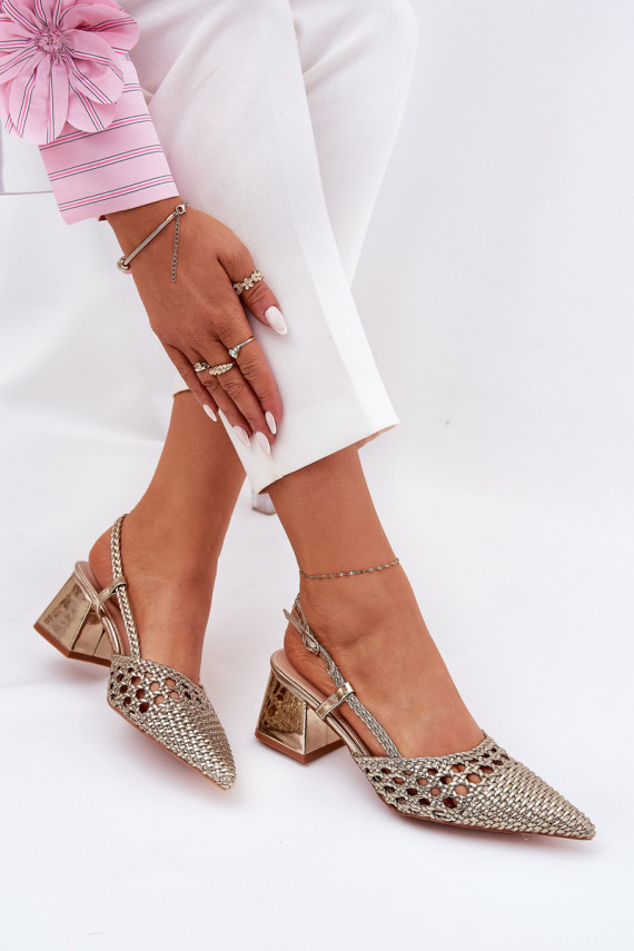 basutės su kulniukais Su Braid I Szpiczastymi Noskami aukso spalvos Resterri