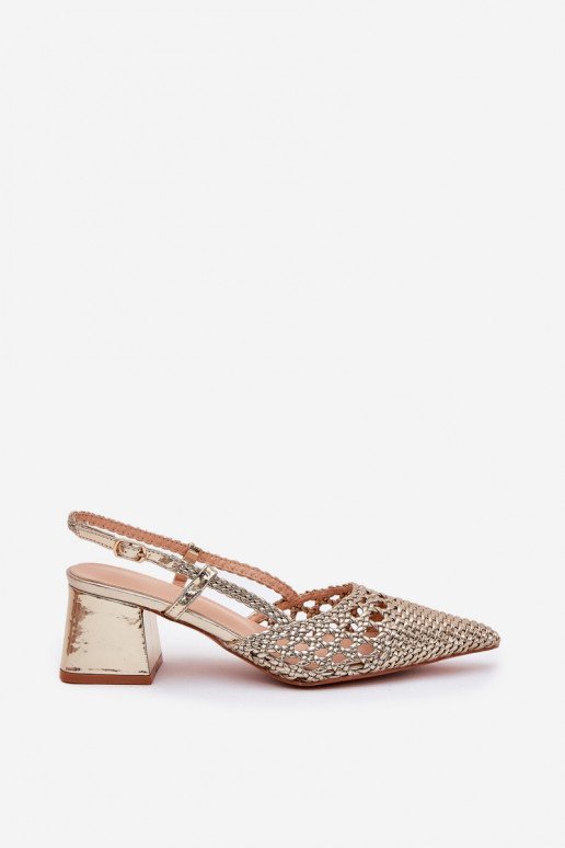 basutės su kulniukais Su Braid I Szpiczastymi Noskami aukso spalvos Resterri