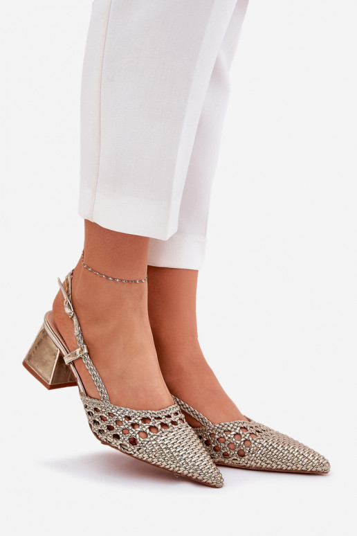 basutės su kulniukais Su Braid I Szpiczastymi Noskami aukso spalvos Resterri