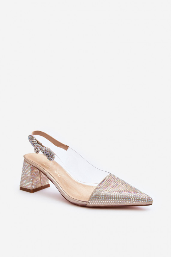 Elegantiško stiliaus Bateliai smailiomis nosytėmis D&A MR91292-1 aukso spalvos