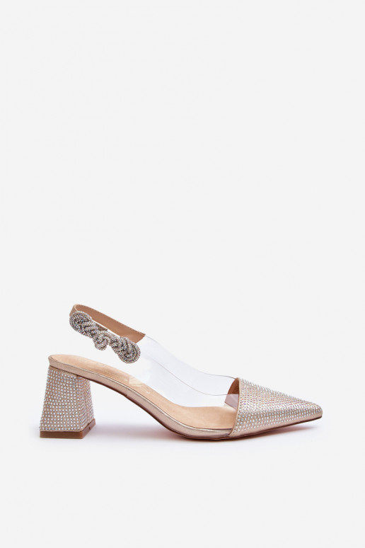 Elegantiško stiliaus Bateliai smailiomis nosytėmis D&A MR91292-1 aukso spalvos