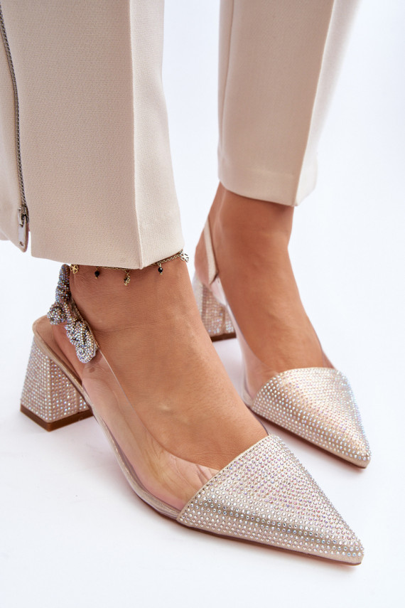 Elegantiško stiliaus Bateliai smailiomis nosytėmis D&A MR91292-1 aukso spalvos