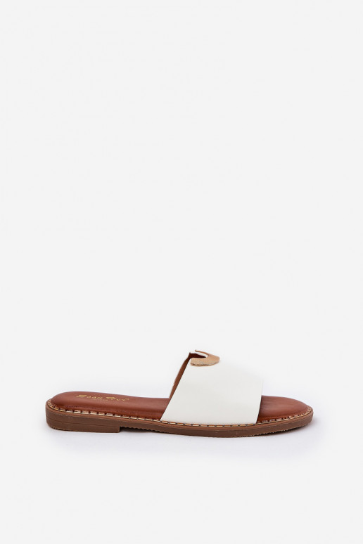 Moteriškos šlepetės Eko Oda Su puošniaisi Detalami baltos spalvos Mevith