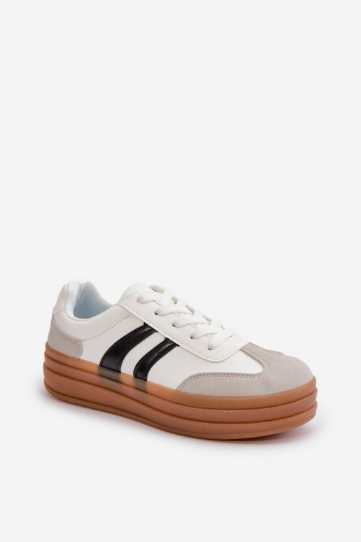 Sneakers modelio batai Moteriškos su platforma Baltos-pilkos spalvos Nesonice