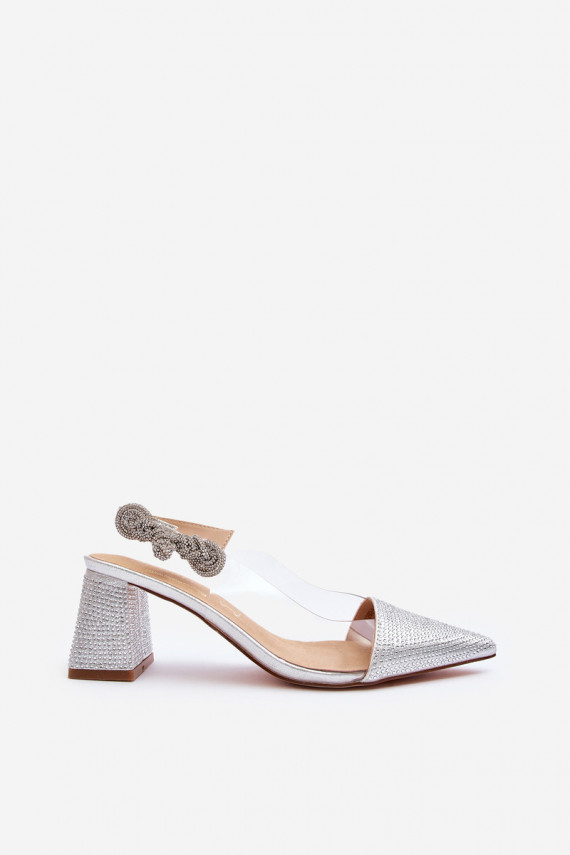 Elegantiško stiliaus Bateliai smailiomis nosytėmis D&A MR91292-1 sidabro spalvos