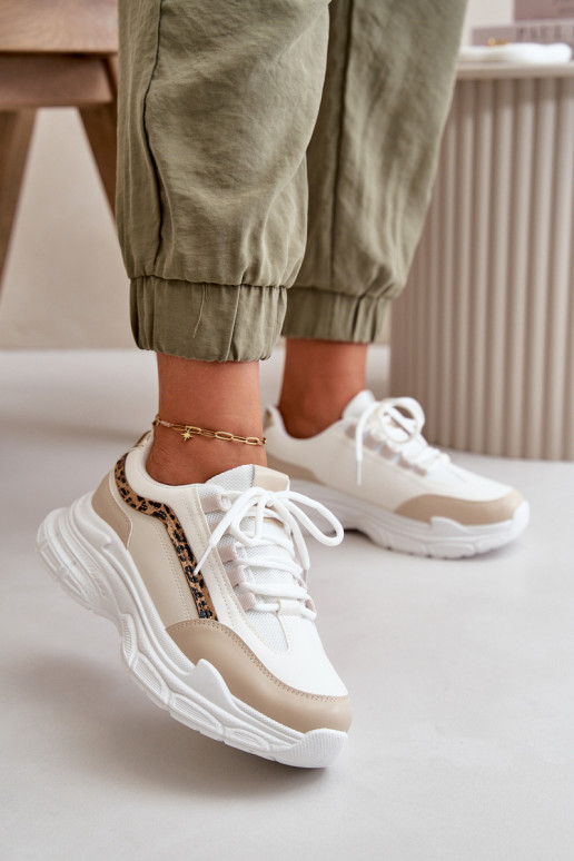 Sneakers modelio batai sportiniai bateliai Moteriškos su masyviu padu smėlio spalvos Lerila