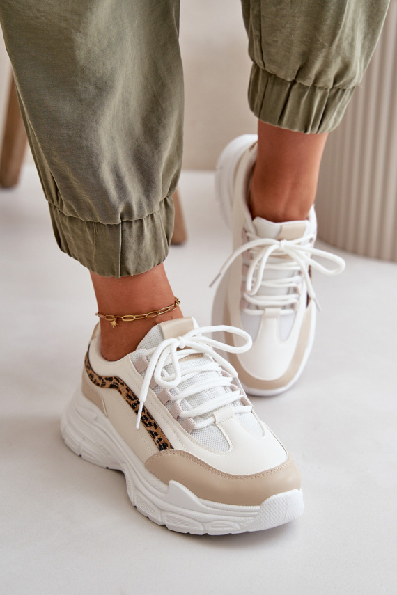 Sneakers modelio batai sportiniai bateliai Moteriškos su masyviu padu smėlio spalvos Lerila