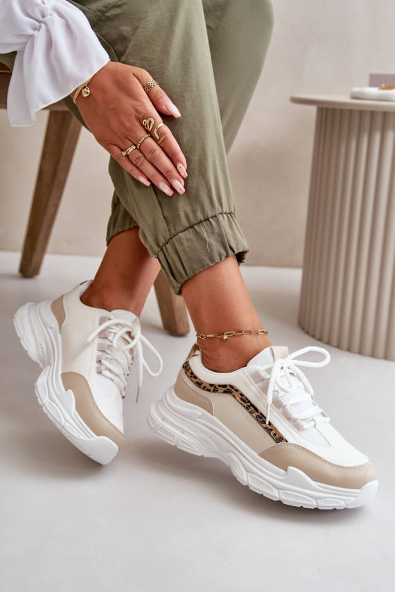 Sneakers modelio batai sportiniai bateliai Moteriškos su masyviu padu smėlio spalvos Lerila