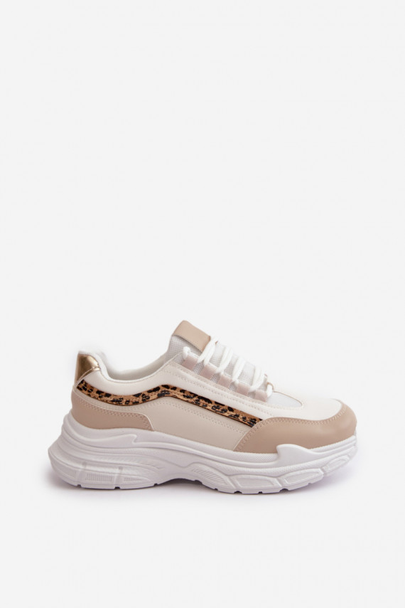 Sneakers modelio batai sportiniai bateliai Moteriškos su masyviu padu smėlio spalvos Lerila