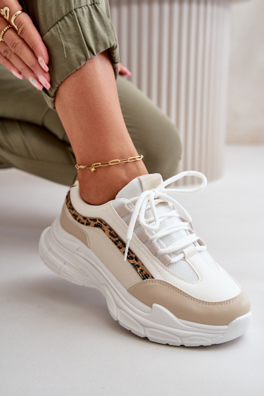 Sneakers modelio batai sportiniai bateliai Moteriškos su masyviu padu smėlio spalvos Lerila