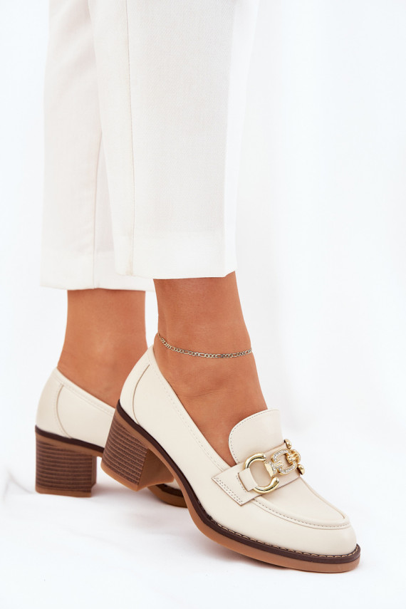 batai Moteriškos Ze aukso spalvosm Detalem su kulniukais smėlio spalvos Draciela