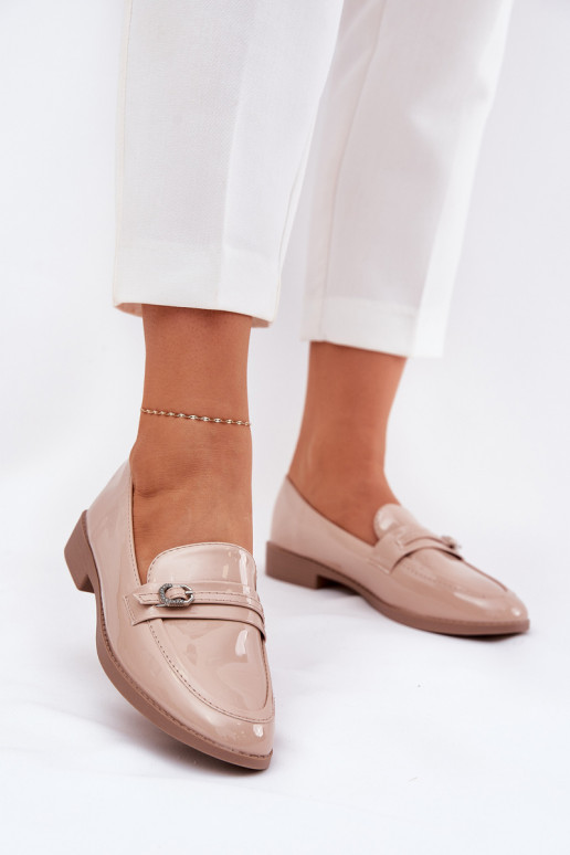 Lakuoti mokasinai Moteriškos dekoruoti su sagtelėmis smėlio spalvos Mollan