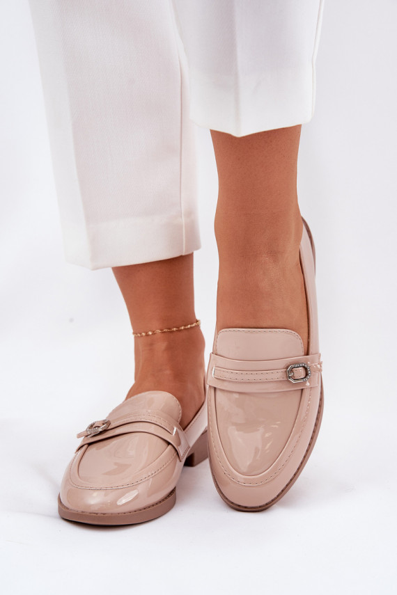 Lakuoti mokasinai Moteriškos dekoruoti su sagtelėmis smėlio spalvos Mollan