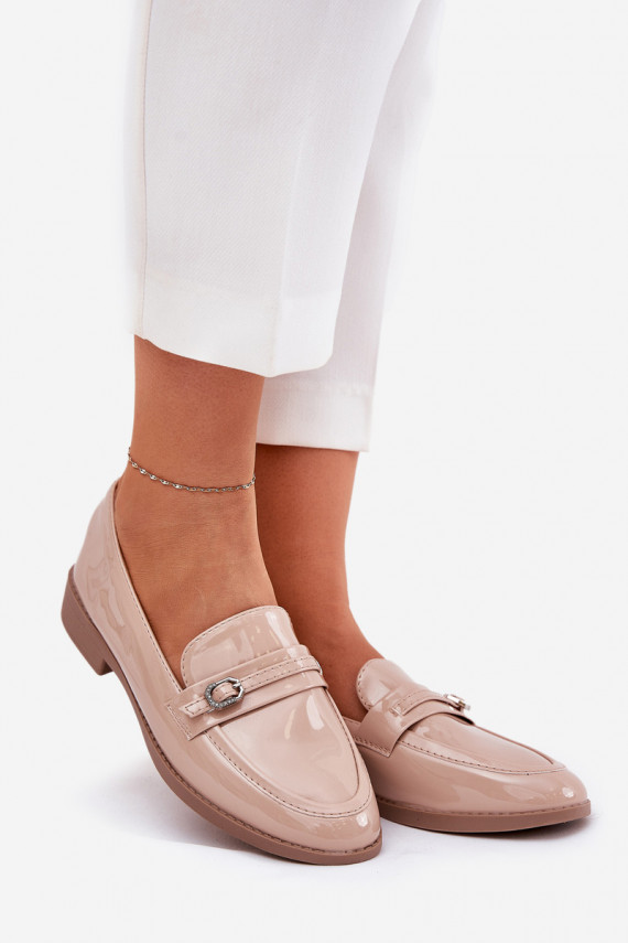 Lakuoti mokasinai Moteriškos dekoruoti su sagtelėmis smėlio spalvos Mollan