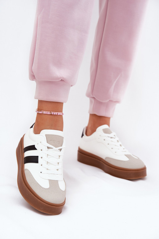 Sneakers modelio batai Moteriškos su platforma iš eko odos baltos spalvos Elaraven