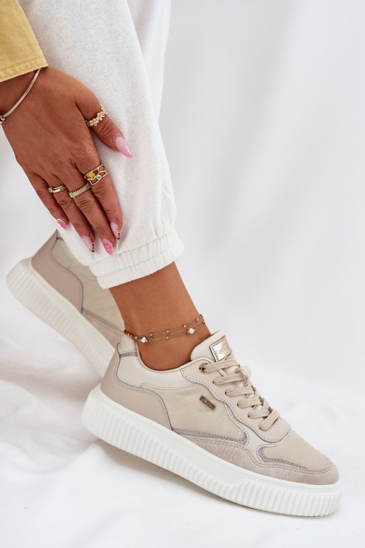 Oda Sneakers modelio batai Moteriškos su platforma smėlio spalvos Velarria