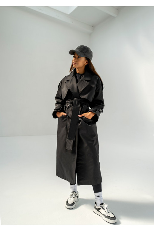 Arian - surišamas paltas juodos spalvos Arian - surišamas paltas juodos spalvos