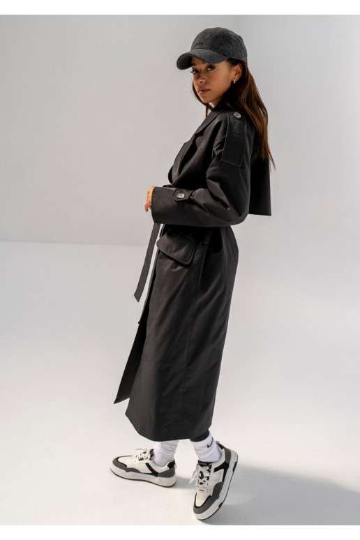 Arian - surišamas paltas juodos spalvos Arian - surišamas paltas juodos spalvos