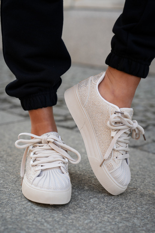 Sneakers modelio batai Moteriškos Su dekoracija su platforma smėlio spalvos Eanneth