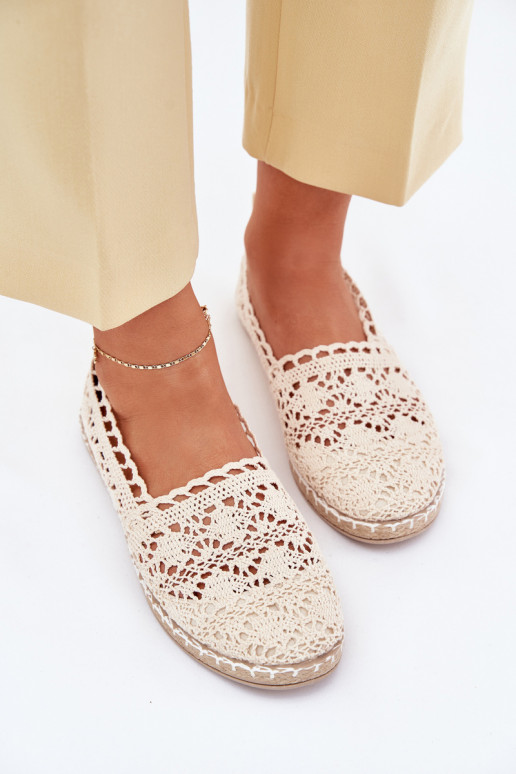 espadrilės iš nėrinių Moteriškos smėlio spalvos Adelira
