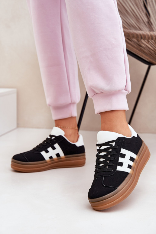 Sneakers modelio batai Moteriškos su platforma juodos spalvos Syliyana