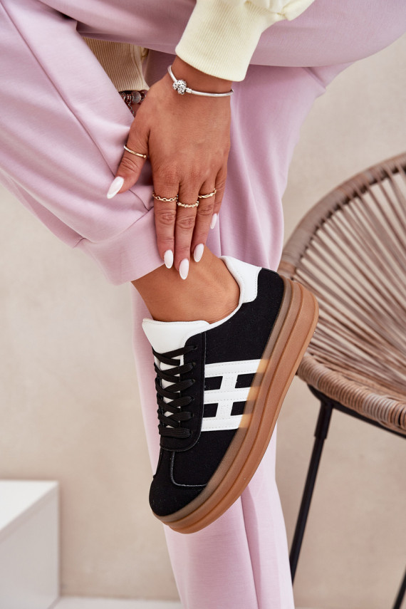 Sneakers modelio batai Moteriškos su platforma juodos spalvos Syliyana