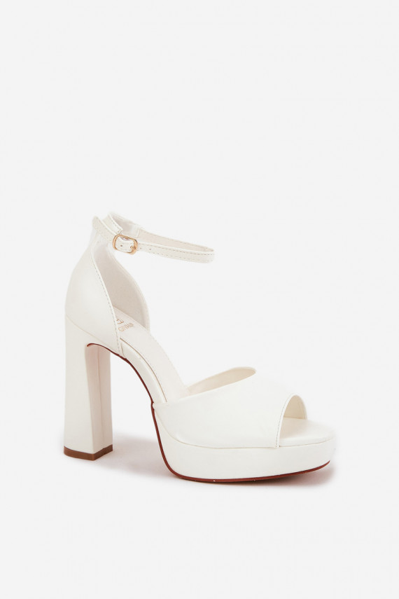 Moteriškos aukštakulnės basutės ir platforma Eko Oda baltos spalvos Lomman