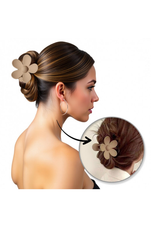 Puošnus plaukų segtukas Barrette XL  smėlio spalvo 7x7,5 cm  SP152K
