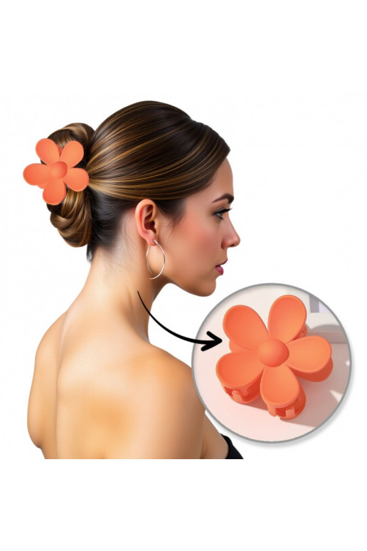 Puošnus plaukų segtukas Barrette XL  oranžinė 7x7,5 cm  SP196