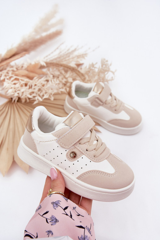 sportiniai bateliai Sneakers modelio batai Vaikiški su lipniais užsegimais smėlio spalvos Zarina