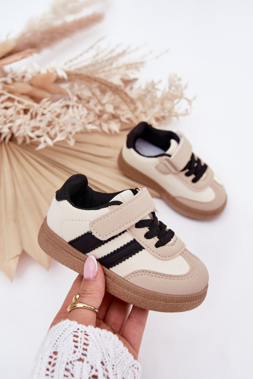 sportiniai bateliai Sneakers modelio batai Vaikiški su lipniais užsegimais smėlio spalvos Adelina