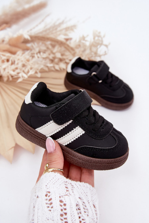 sportiniai bateliai Sneakers modelio batai Vaikiški su lipniais užsegimais juodos spalvos Adelina