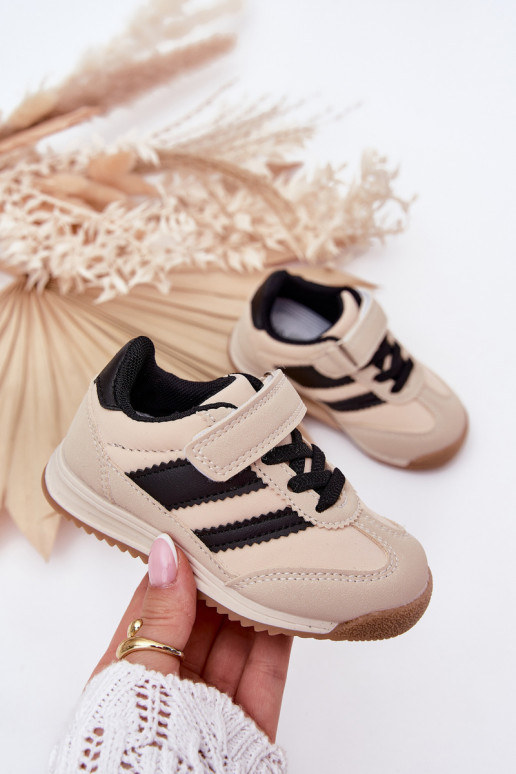 Vaikiški Sneakers modelio batai sportiniai bateliai su lipniais užsegimais smėlio spalvos Viona