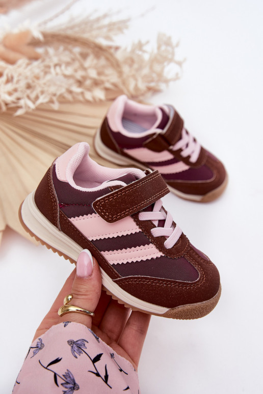 Vaikiški Sneakers modelio batai sportiniai bateliai su lipniais užsegimais rudos spalvos Viona