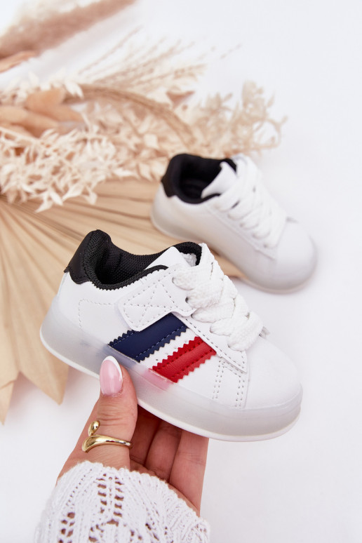 sportiniai bateliai Sneakers modelio batai Vaikiški su žėrinčiu padu Baltos-juodos spalvos Arielle