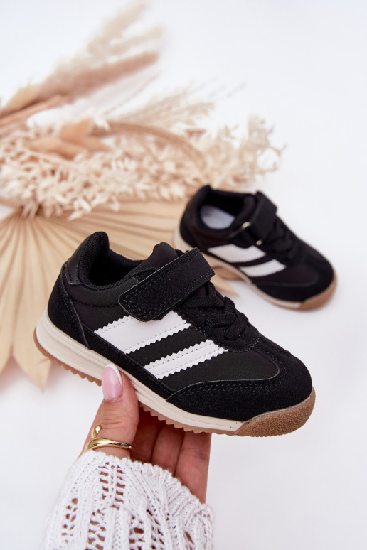 Vaikiški Sneakers modelio batai sportiniai bateliai su lipniais užsegimais juodos spalvos Viona