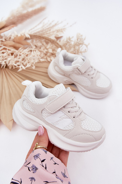 sportiniai bateliai Sneakers modelio batai Vaikiški su lipniais užsegimais baltos spalvos Selinea