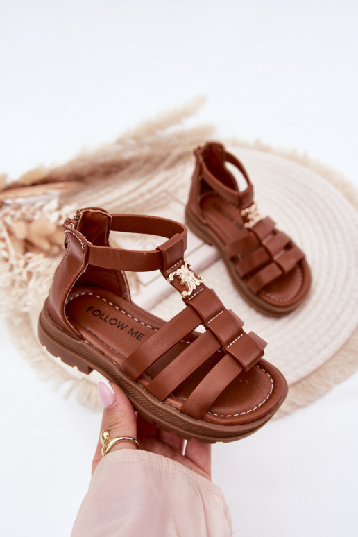 Vaikiški sandalai Gladiator Ze aukso spalvosm Detalem rudos spalvos Vesira