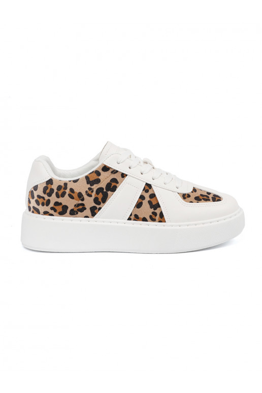 baltos spalvos Sneakers modelio batai z wstawkami leopardo raštas