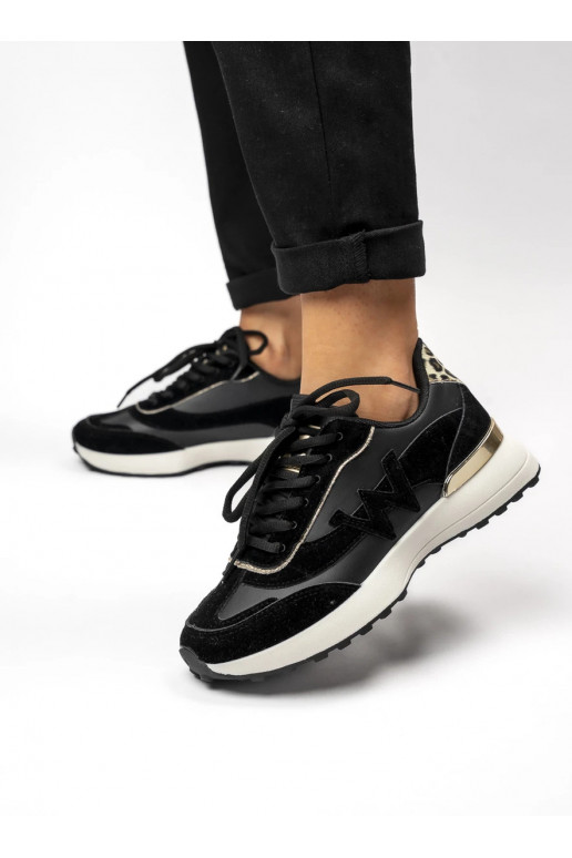 Moteriškos Sneakers modelio batai WANDA BLACK Miejski Styl z DetalemĮGyvūnų raštas