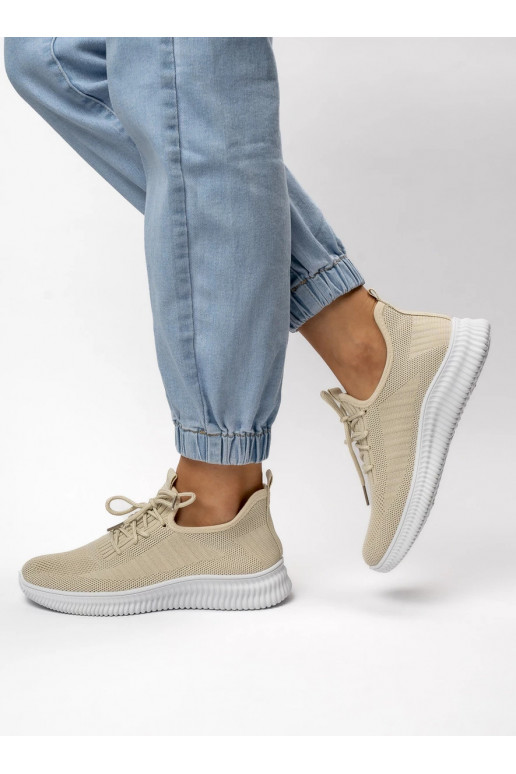 Moteriškos Sneakers modelio batai LINA BEIGE Codzienna Lekkość i Naturalny Styl