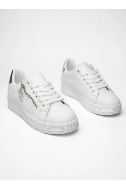 Moteriškos Sneakers modelio batai ZIPPY SILVER Minimalizm z Błyszczącym Akcentem