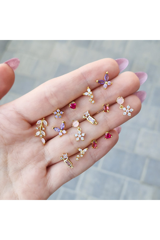 Raudoni mini auskarai Red Gems