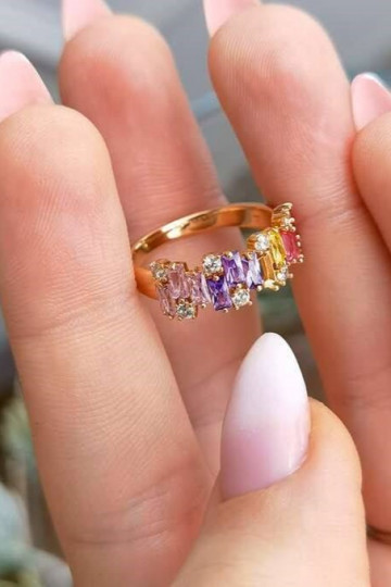 Žiedas iš nerūdijančio plieno dengtas 14k auksu PST845