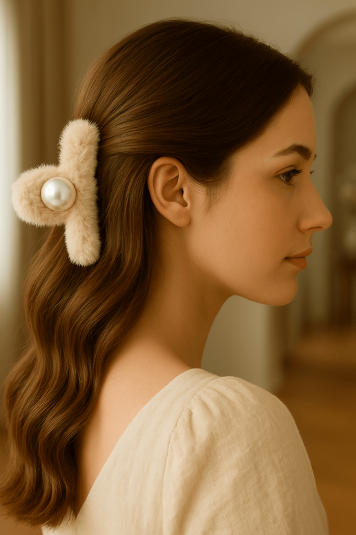 Stilingas pūkuotas plaukų segtukas Barrette