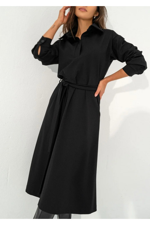 Madeline - juoda midi suknelė su...