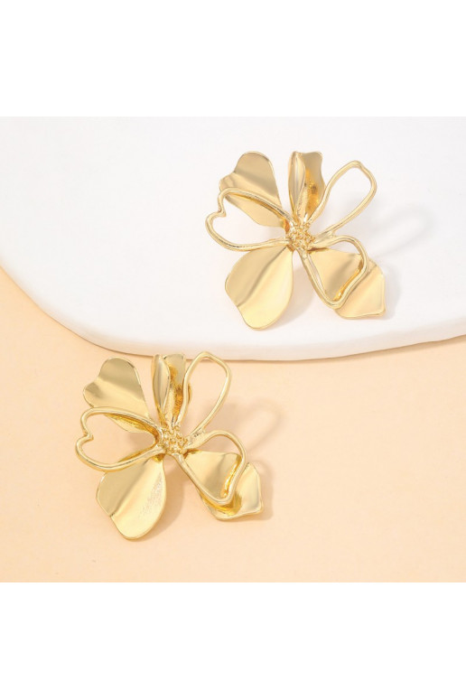 Auskarai su gėlėmis ir stali  platerowane dengti auksu,  KST3399