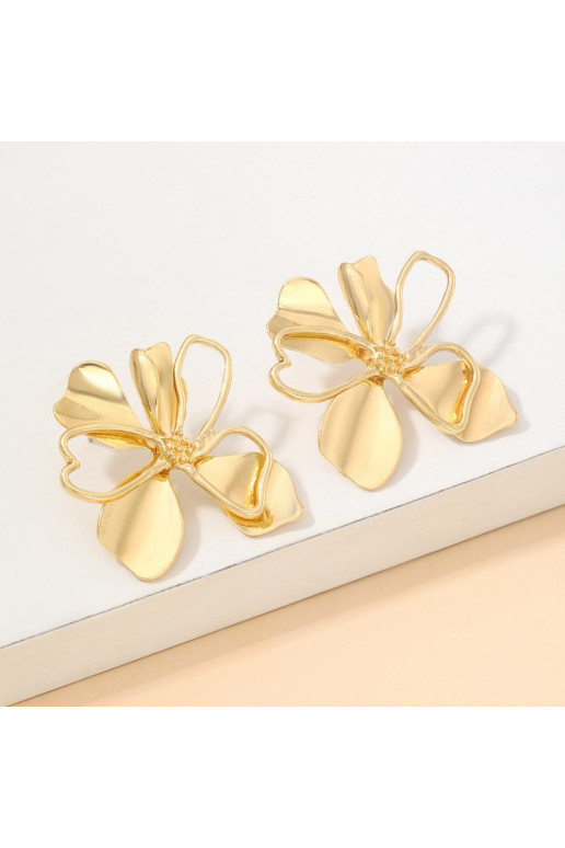 Auskarai su gėlėmis ir stali  platerowane dengti auksu,  KST3399