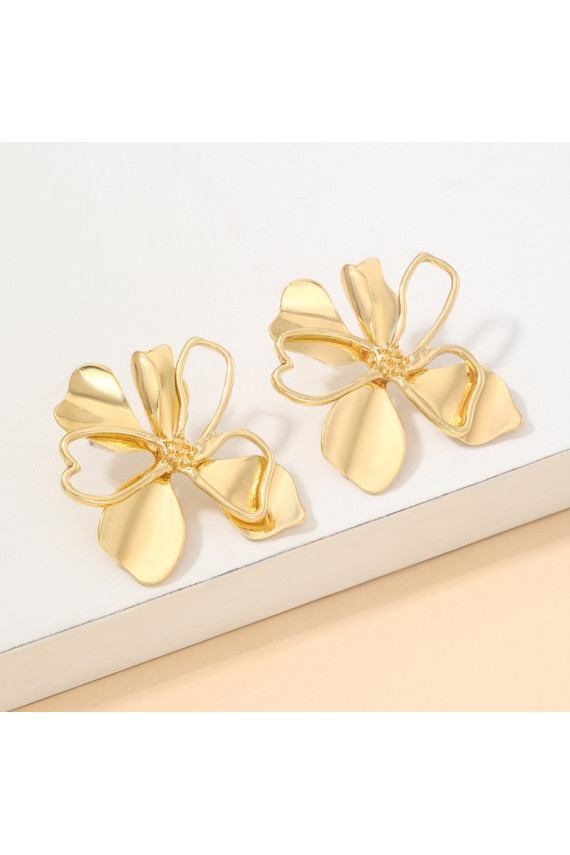 Auskarai su gėlėmis ir stali  platerowane dengti auksu,  KST3399